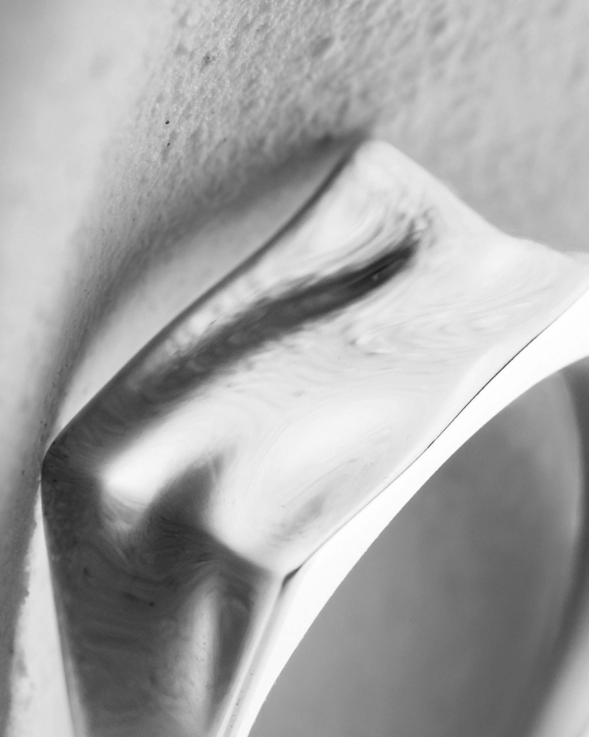 Close-up of a sterling silver ring with a textured surface